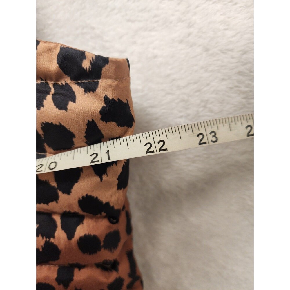 Lands End Down Puffer Vest Leopard Print Zip Jacket L Women 14-16 - Picture 6 of 7